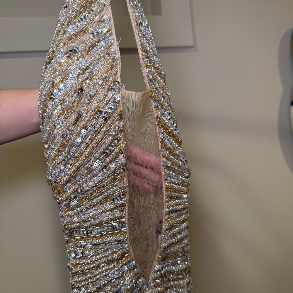 Jovani Gold Beaded Sequin Evening Gown - Picture 3 of 16